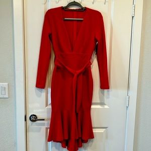 Red zip up dress with sash around waist never been worn. Perfect condition.